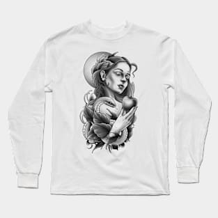 Eve and the Apple Tattoo Design Long Sleeve T-Shirt